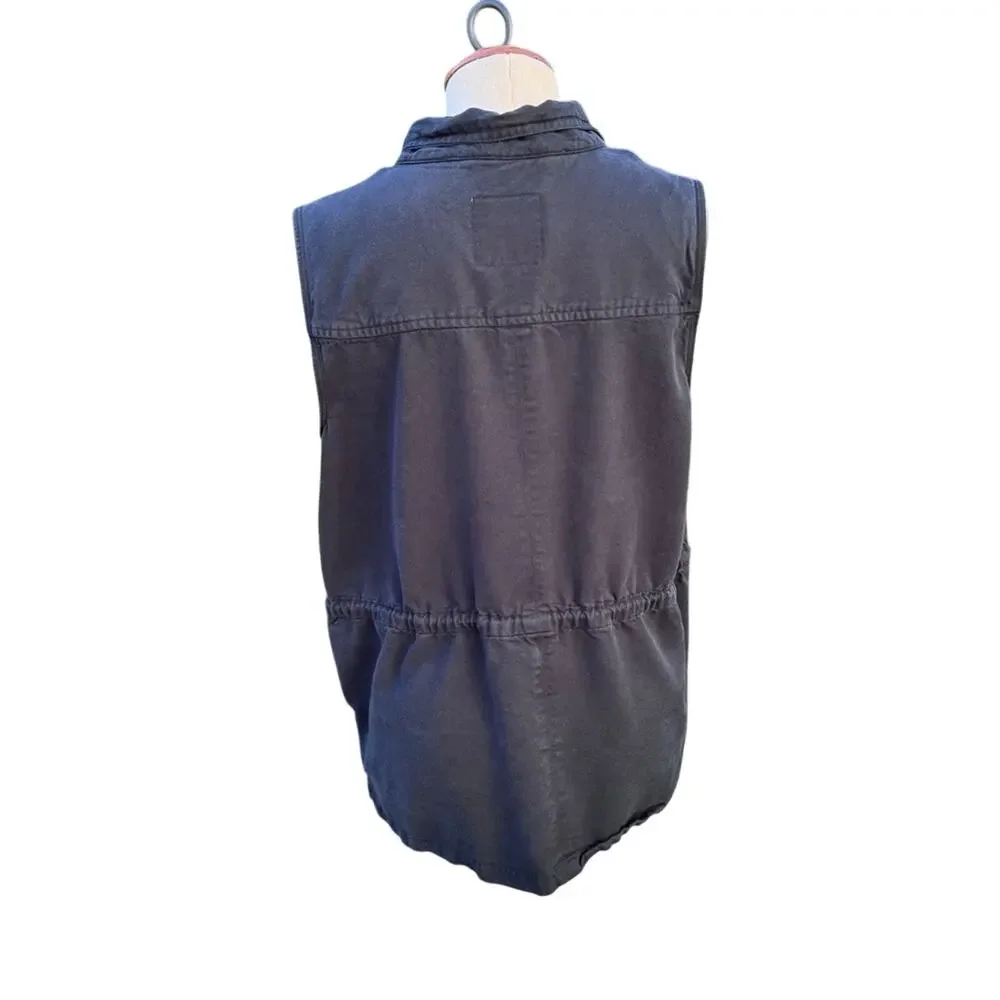 AnyBody Cargo Vest with Pockets Black Sleeveless Zip Jacket Women's Medium